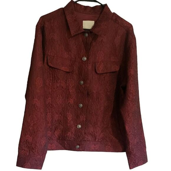 J. Jill Vintage Jacket Wool Blend Womens M Brocade Damask Jacquard Chic Blazer - Picture 1 of 14